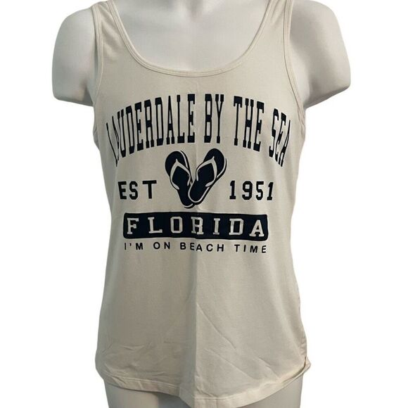 COPY - Ft. Lauderdale White Crisp Stretchy Tank Top. Size Medium - Picture 1 of 6